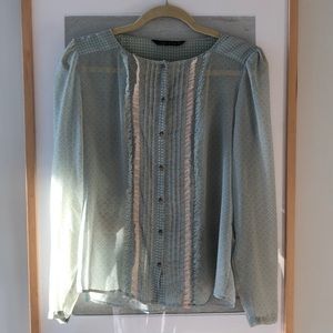 Zara blue and pink blouse